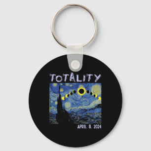 Solar Eclipse 2024 Art Totality April 8 Men Women Keychain