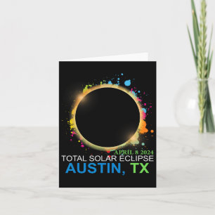 Solar Eclipse 2024 Austin Texas Colourful Totality Card