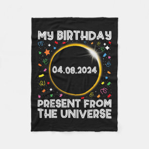 Solar Eclipse 2024 Birthday Present 4.8.24 Totalit Fleece Blanket