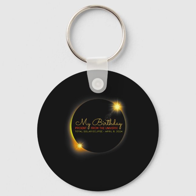 Solar Eclipse 2024 Birthday Present 4.8.24 Totalit Keychain (Front)