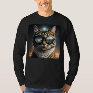Solar Eclipse,2024 Cat Wearing Solar Eclips Glasse T-Shirt