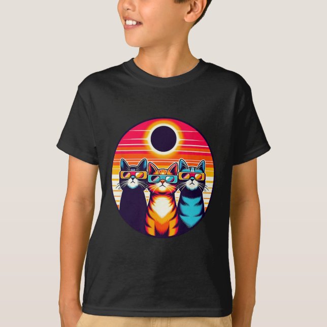 Solar Eclipse 2024 Cat Wearing Solar Eclipse Glass T-Shirt (Front)
