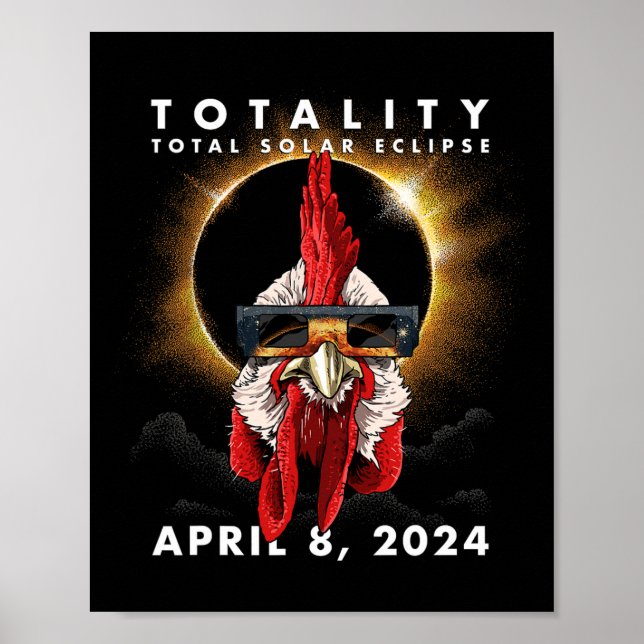 Solar Eclipse 2024 Chicken Rooster  Poster (Front)