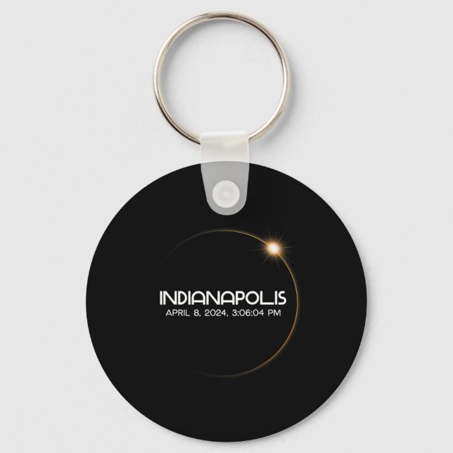 Solar Eclipse 2024 City  Keychain (Front)