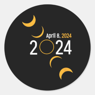 Solar Eclipse 2024 Classic Round Sticker