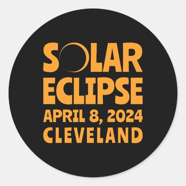 Solar Eclipse 2024 Cleveland Ohio Classic Round Sticker (Front)