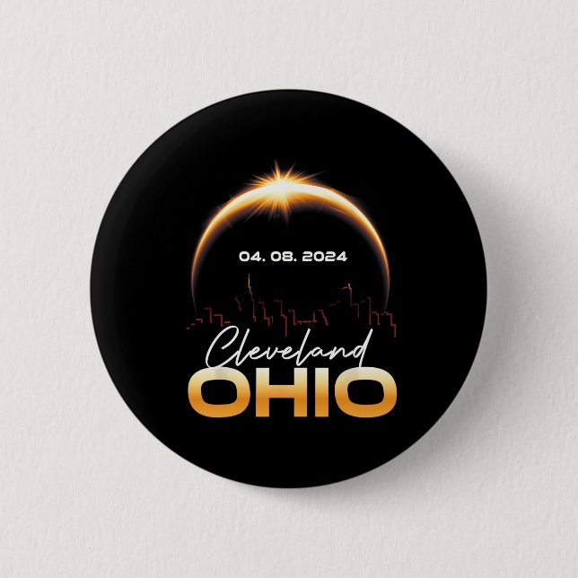 Solar Eclipse 2024 Cleveland Ohio Total Solar Ecli 2 Inch Round Button (Front)