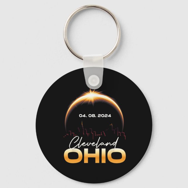 Solar Eclipse 2024 Cleveland Ohio Total Solar Ecli Keychain (Front)