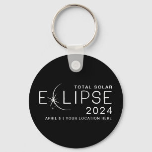 Solar Eclipse 2024 Custom Location Commemorative Keychain