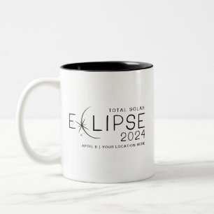Solar Eclipse 2024 Custom Location Commemorative Two-Tone Coffee Mug