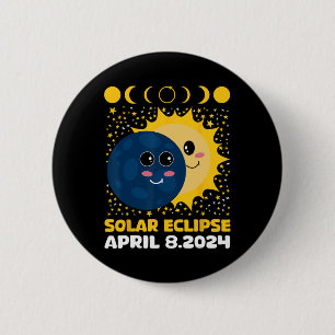 Solar Eclipse 2024 Cute Kids Toddler Boy Total Ecl 2 Inch Round Button