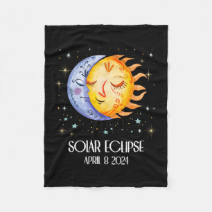 Solar Eclipse 2024 Cute Solar Eclipse Kids Boys Gi Fleece Blanket