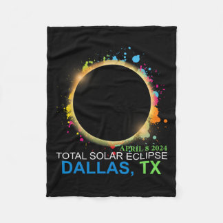 Solar Eclipse 2024 Dallas Texas Colourful Totality Fleece Blanket