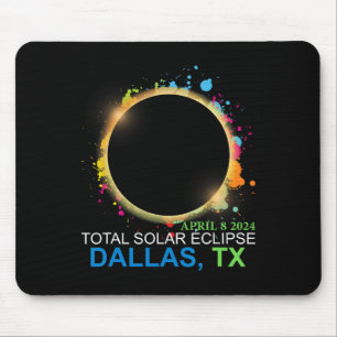 Solar Eclipse 2024 Dallas Texas Colourful Totality Mouse Pad