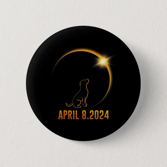 Solar Eclipse 2024 Dog Totality 1  2 Inch Round Button (Front)