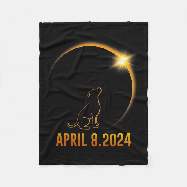 Solar Eclipse 2024 Dog Totality 1  Fleece Blanket (Front)