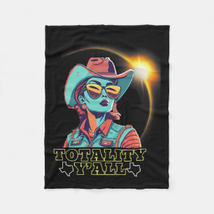 Solar Eclipse 2024 For Texas 4.08.24 Totality Y'al Fleece Blanket