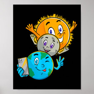 Solar Eclipse 2024 Funny Earth Sun Moon Selfie Spa Poster