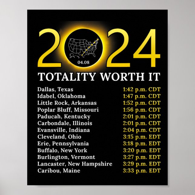 Solar Eclipse 2024 Funny Totality Worth It Total U Poster (Front)