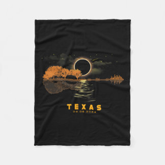 Solar Eclipse 2024 Guitar 04.08.24 Totality Texas  Fleece Blanket