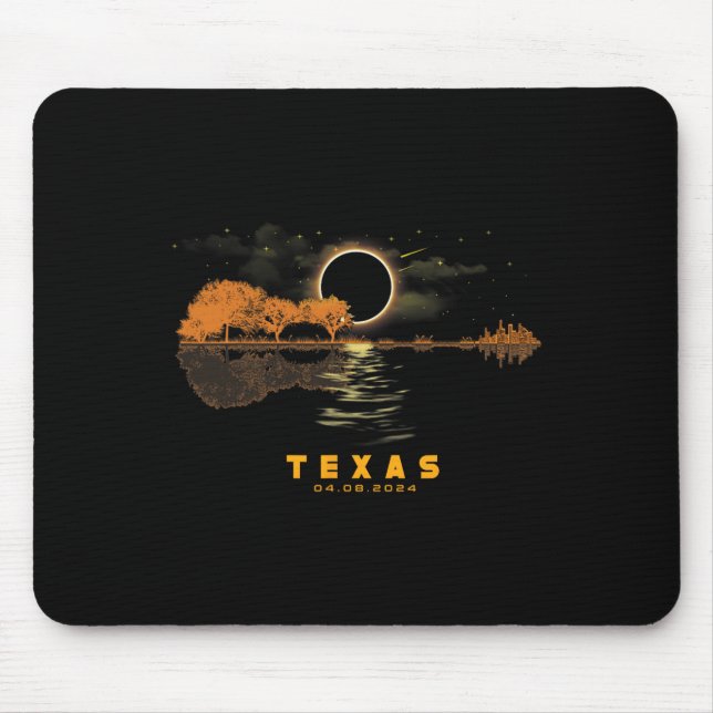Solar Eclipse 2024 Guitar 04.08.24 Totality Texas  Mouse Pad (Front)