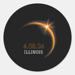 Solar Eclipse 2024 Illinois Totality Spring 4.08.2 Classic Round Sticker