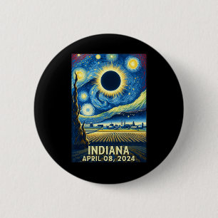 Solar Eclipse 2024 Indiana Starry Night 2 Inch Round Button