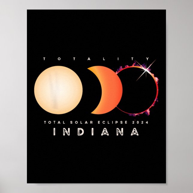 Solar Eclipse 2024 Indiana Total Eclipse America G Poster (Front)