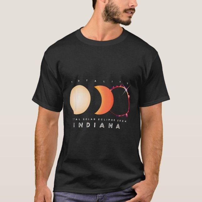 Solar Eclipse 2024 Indiana Total Eclipse Astronomy T-Shirt (Front)