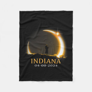 Solar Eclipse 2024 Indiana Total Solar Eclipse  Fleece Blanket