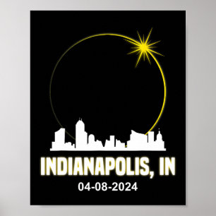 Solar Eclipse 2024 Indianapolis Skyline Indiana Ec Poster