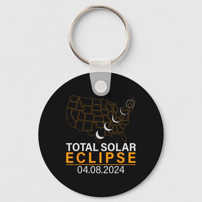 Solar Eclipse 2024 Map Eclipse April 8 2024 Eclips Keychain (Front)