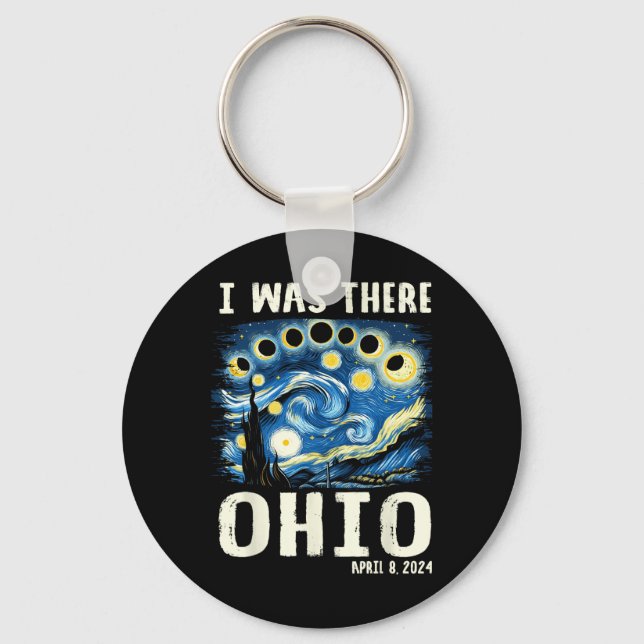 Solar Eclipse 2024 Ohio - Starry Night Painting  Keychain (Front)