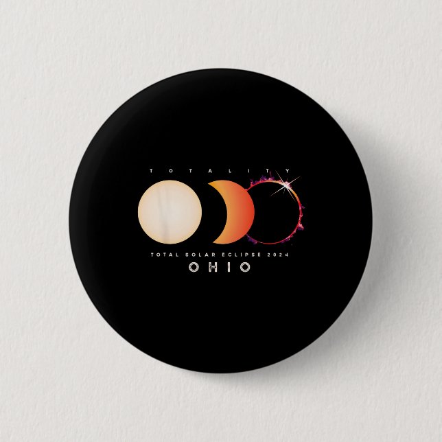 Solar Eclipse 2024 Ohio Total Eclipse America Grap 2 Inch Round Button (Front)