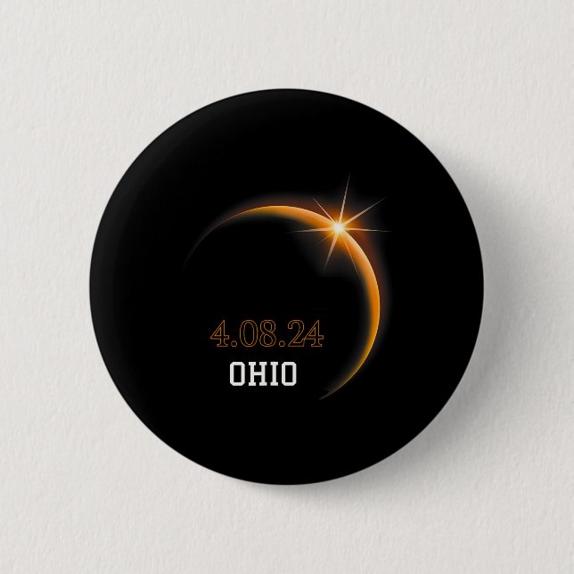 Solar Eclipse 2024 Ohio Totality Spring 4.08.24  2 Inch Round Button (Front)