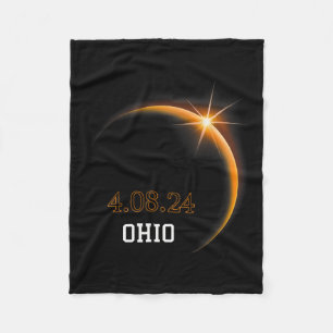 Solar Eclipse 2024 Ohio Totality Spring 4.08.24  Fleece Blanket