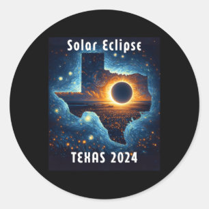 Solar Eclipse 2024 Starry Night Classic Round Sticker
