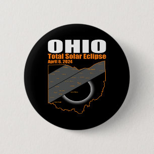 Solar Eclipse 2024 State Ohio Map Total Solar Ecli 2 Inch Round Button