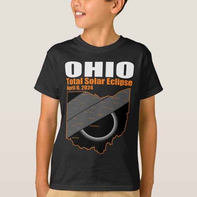 Solar Eclipse 2024 State Ohio Map Total Solar Ecli T-Shirt (Front)