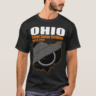 Solar Eclipse 2024 State Ohio Map Total Solar Ecli T-Shirt