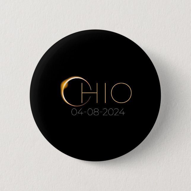 Solar Eclipse 2024 State Ohio Total Solar Eclipse  2 Inch Round Button (Front)