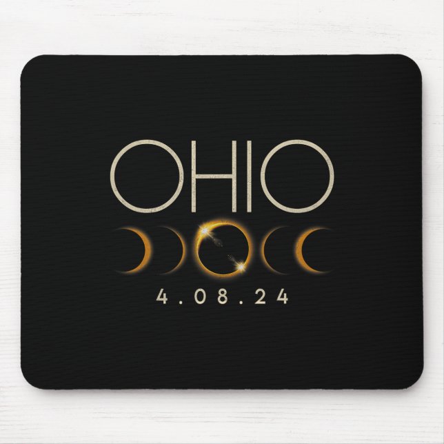 Solar Eclipse 2024 State Ohio Total Solar Eclipse  Mouse Pad (Front)