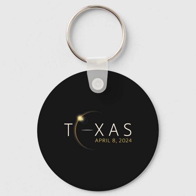 Solar Eclipse 2024 State Texas Total Solar Eclipse Keychain (Front)