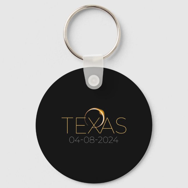 Solar Eclipse 2024 State Texas Total Solar Eclipse Keychain (Front)