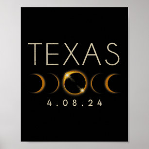 Solar Eclipse 2024 State Texas Total Solar Eclipse Poster
