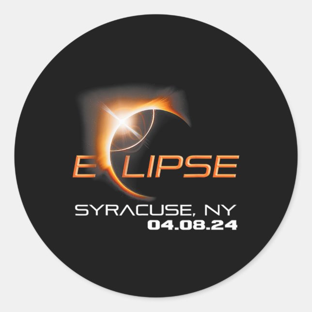 Solar Eclipse 2024 Syracuse New York  Classic Round Sticker (Front)