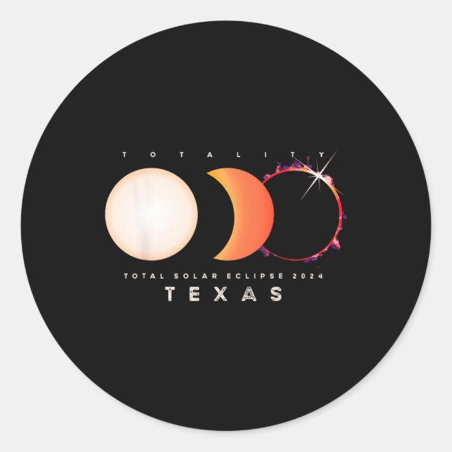 Solar Eclipse 2024 Texas Total Eclipse America Gra Classic Round Sticker (Front)