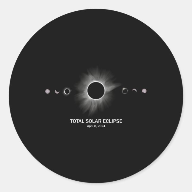 Solar Eclipse 2024 Total Eclipse  Classic Round Sticker (Front)