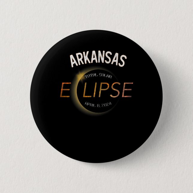 Solar Eclipse 2024 Total Solar Eclipse State Arkan 2 Inch Round Button (Front)