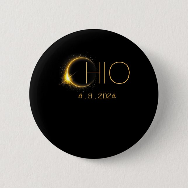 Solar Eclipse 2024 Total Solar Eclipse State Ohio  2 Inch Round Button (Front)